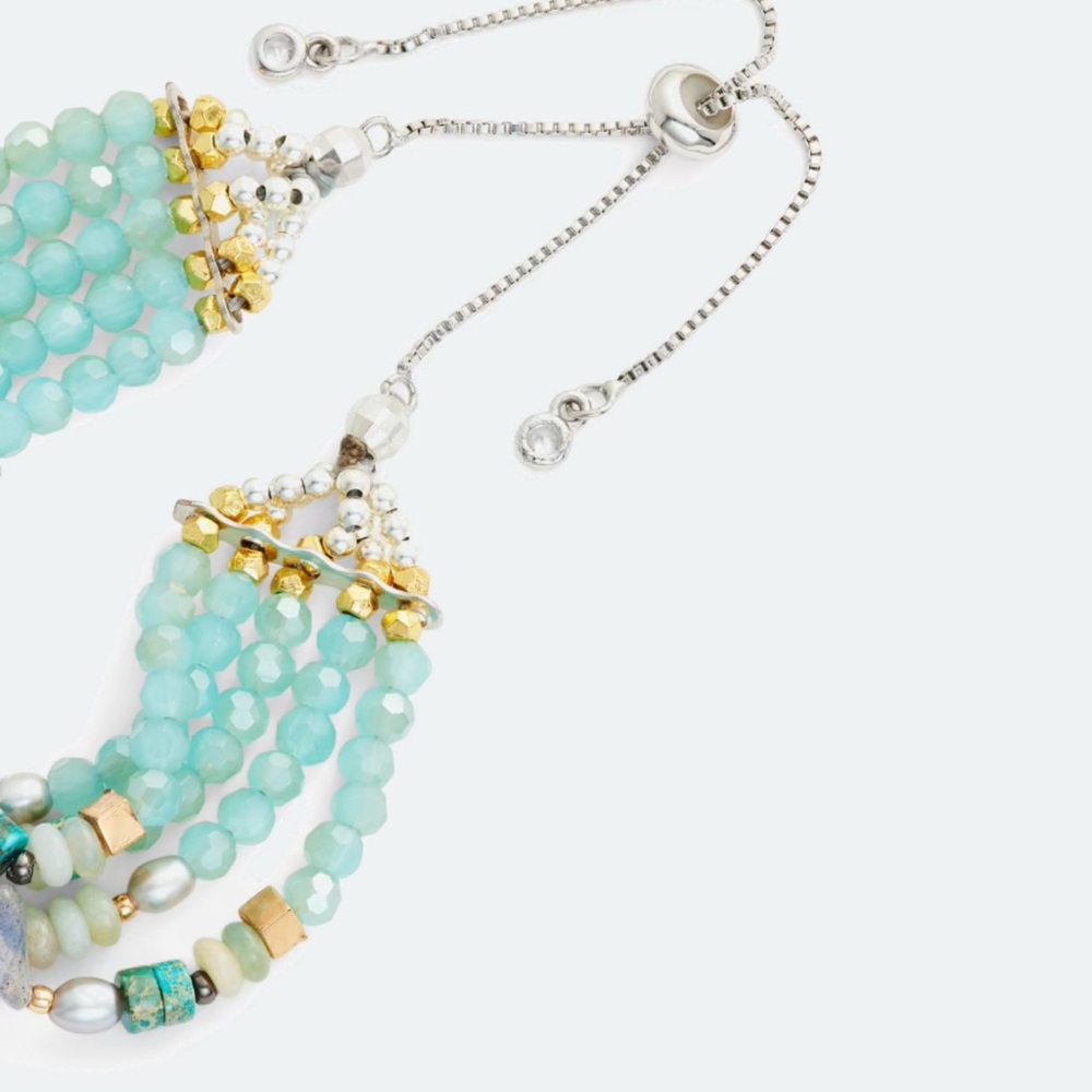 Nakamol Blue and Gray Beaded Bracelet Multi-Strand Design - Picture 3 of 3